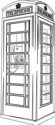 Black And White London Phone Booth - Telephone Booth Red Drawing (400x400), Png Download