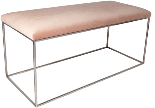 Minimalist Chrome Bench In Pink Mohair - Coffee Table (600x600), Png Download