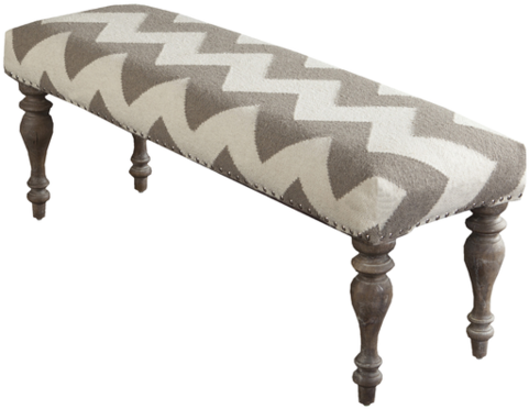 Bench Ivory & Taupe Design By Surya - 46" Winter White And Gray Chevron Upholstered Wool (480x480), Png Download