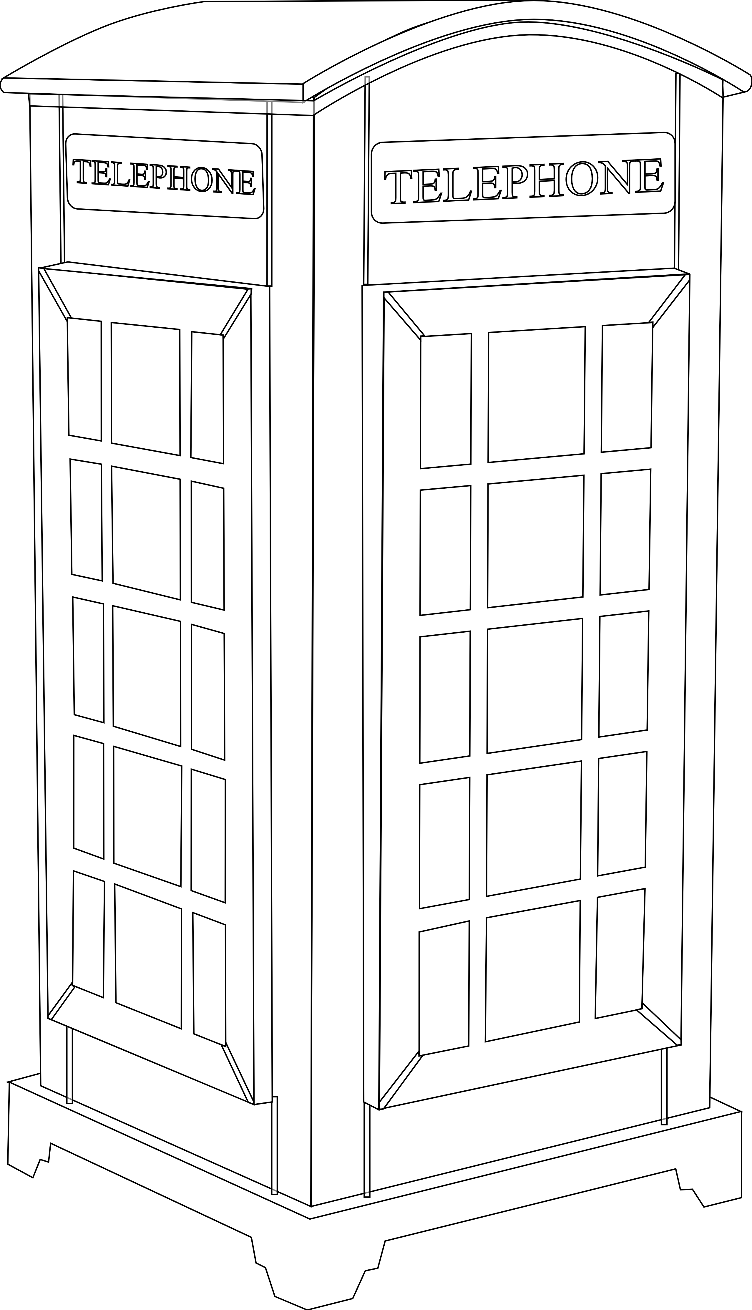 Phone Booth Clipart Transparent - Telephone Booth Clipart Black And White (2555x4450), Png Download
