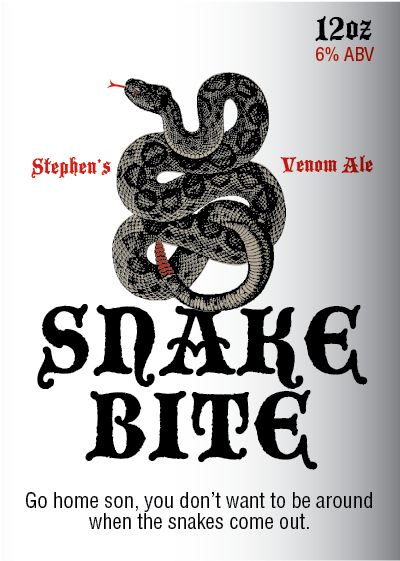 Snake Bite Basic - Beer With Snake On Label (490x677), Png Download
