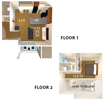 Bent Tree Apartments - Floor Plan (414x415), Png Download
