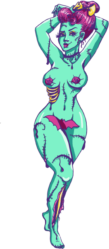 Zombie Babe Sticker - Illustration (400x825), Png Download