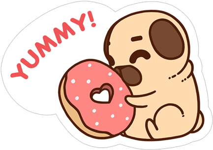 Yummy Cute Donnut Omnomnom Yamiyami Yummy - Pug In A Donut (490x317), Png Download