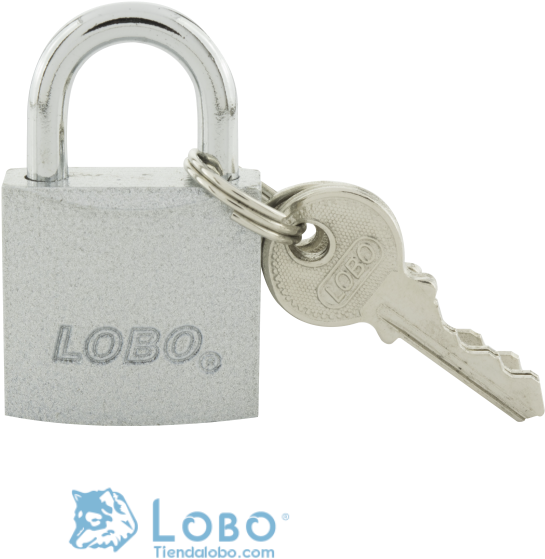 Candado Con Llave Plana Hierro Plata 32 Mm Lobo Caja - Portable Network Graphics (1000x666), Png Download