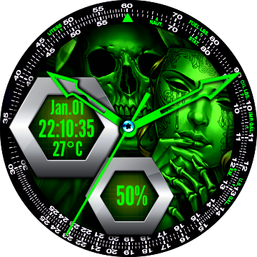 Green Skull Verde Chrono Preview (360x360), Png Download