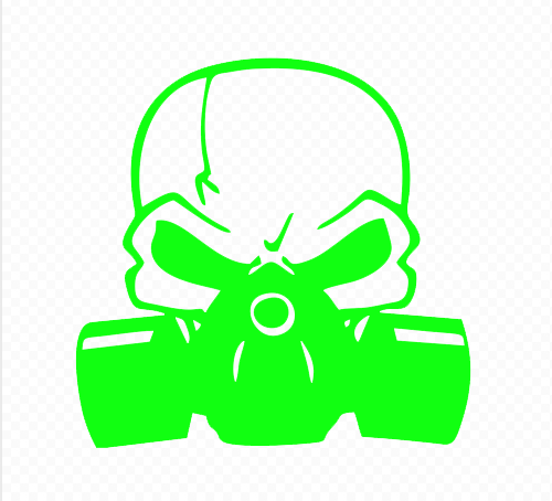 Skull With Gas Mask Green Decal - Skull With A Gas Mask (500x454), Png Download