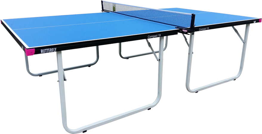 Butterfly Compact 19 Blue Table Tennis Table - Butterfly Indoor Table Tennis Table - Compact Blue (894x480), Png Download
