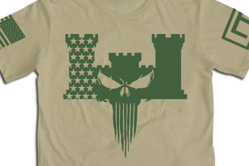 Eng Skull Green Print With Stars - Engineer (498x332), Png Download