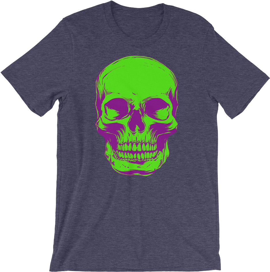 Green Skull Short Sleeve Unisex T Shirt - Halloween Party Supplies Fun Characters In Costume (1000x1000), Png Download