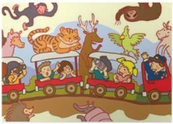 Kids Travel Through The Wilderness Safari By Train - Dibujo De Un Safari (400x400), Png Download