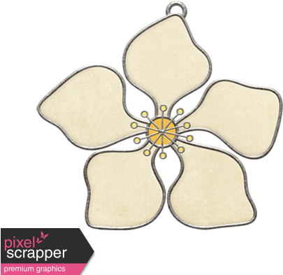 Flower Doodle Charm - Digital Scrapbooking (456x456), Png Download