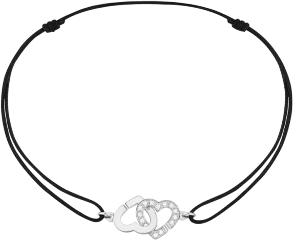 Dinh Van R9 Coeurs Cord Bracelet W/ Diamonds - Klavertje Vier Armband (580x580), Png Download