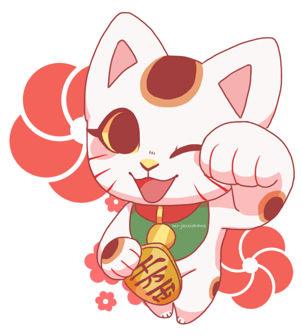 Lucky Cat - Cartoon (766x768), Png Download