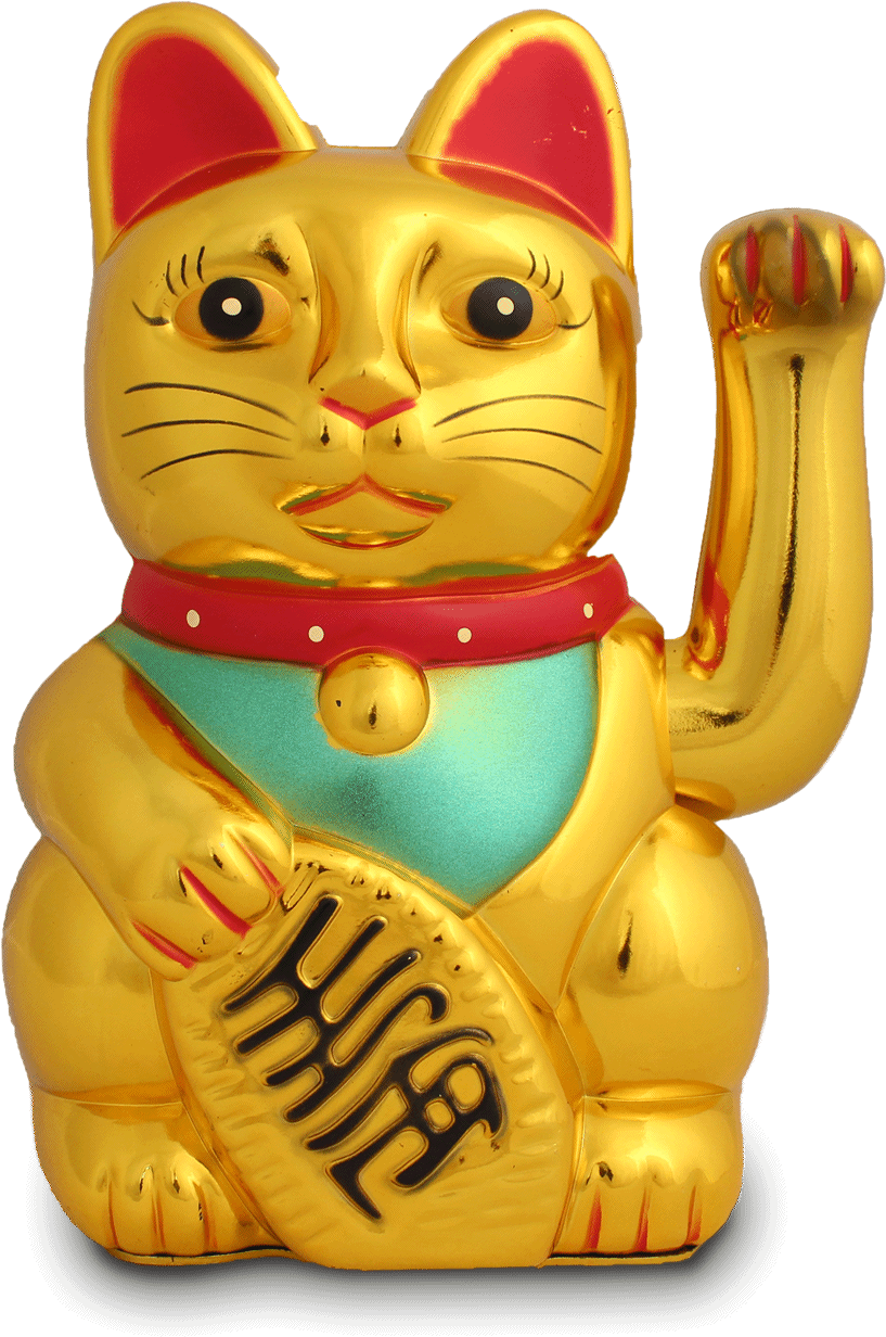 Lucky Cat - Winkekatze Gold (816x1239), Png Download