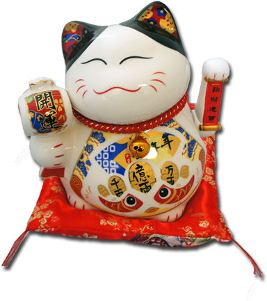 White Maneki Neko Lucky Cat Figurine- Large Free Shipping - Maneki Neko Feng Shui Chinese Lucky Cat Figurine Decoration (640x480), Png Download