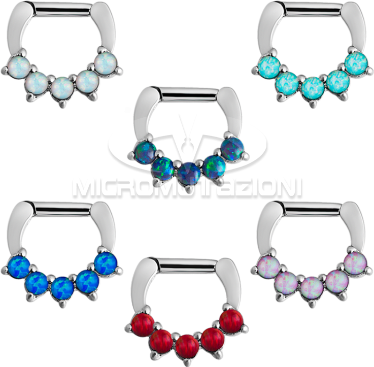Steel Septum Clicker With Synthetic Opal Septum - Steel (750x750), Png Download