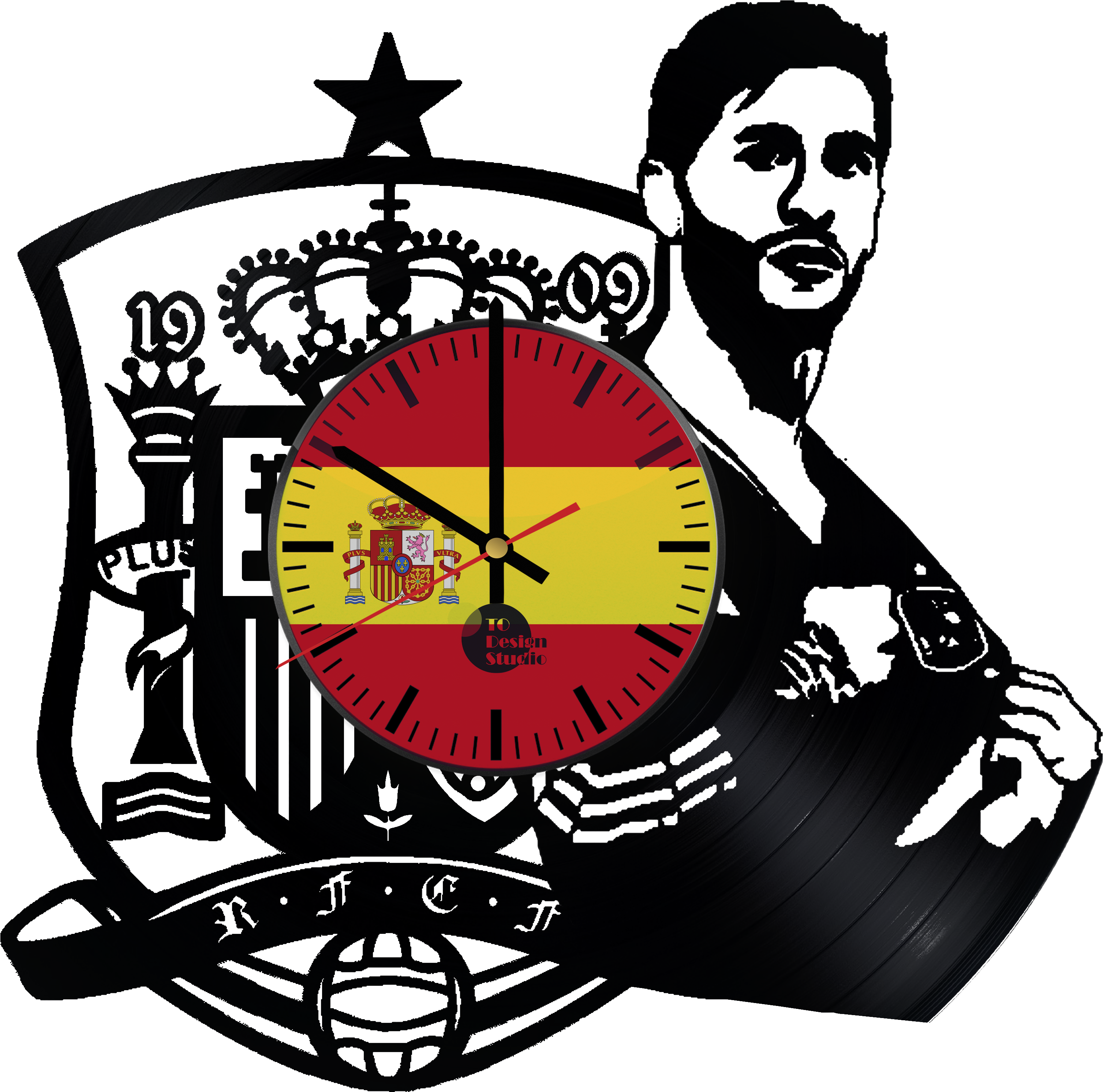 Euro 2016 Fan Gift Sergio Ramos Spain National Football - Football Vinyl Wall Clock (4016x4016), Png Download
