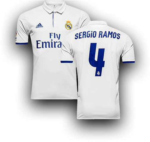 Ramos - 2016-17 Real Madrid Home L/s Shirt (+ Fifa Wc) *bnib* (539x539), Png Download