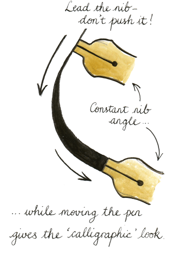 How Holding The Nib At A Constant Angle Creates Thick - Write Calligraphy (350x531), Png Download