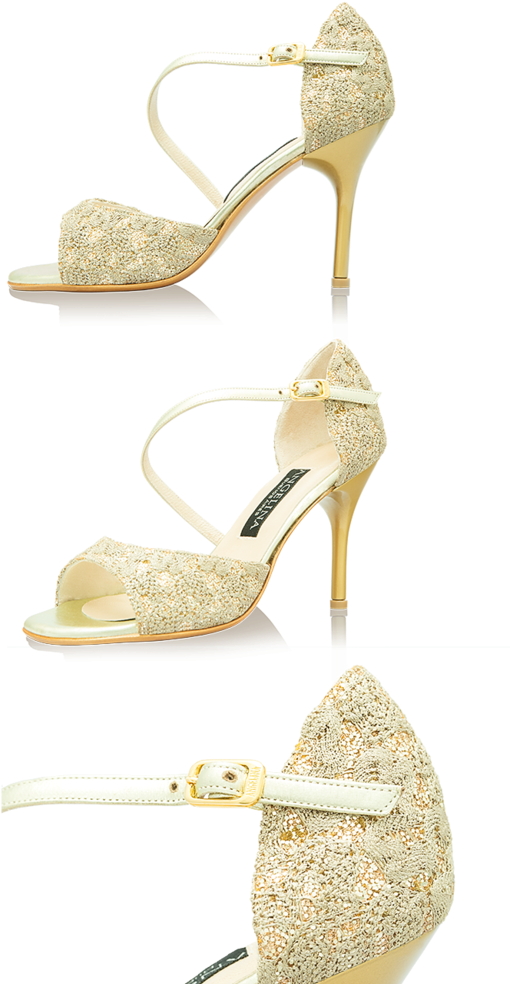 Tbd-430 Encaje Lame Oro - Basic Pump (593x1023), Png Download