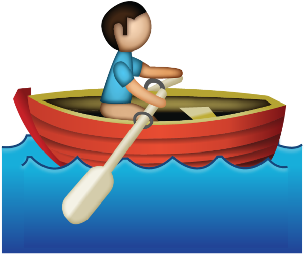 Download Man Rowing Emoji - Rowing Boat Emoji (600x600), Png Download