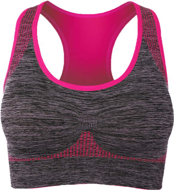 Scoop Acolchado Sujetador De Los Deportes - Gray And Pink Sports Bra (600x798), Png Download