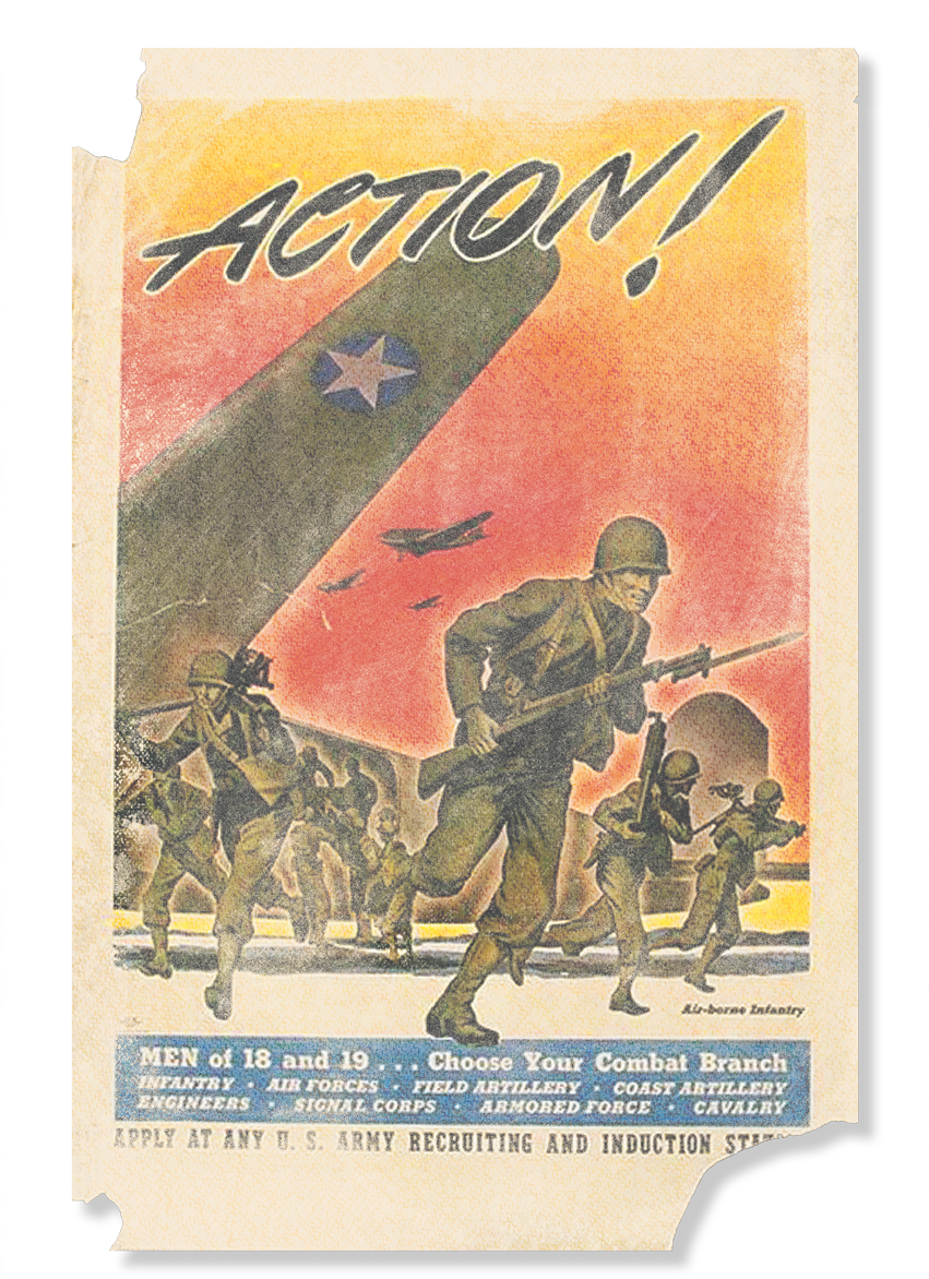 Army Action Poster Men's Regular Fit T-shirt - Us Ww2 Recruiting Poster (850x1188), Png Download