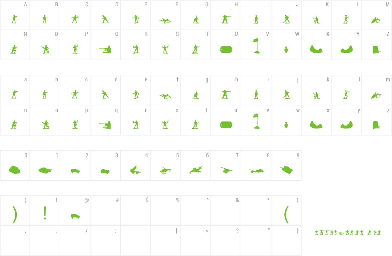 Font Green Army Men Preview - Number (1300x850), Png Download