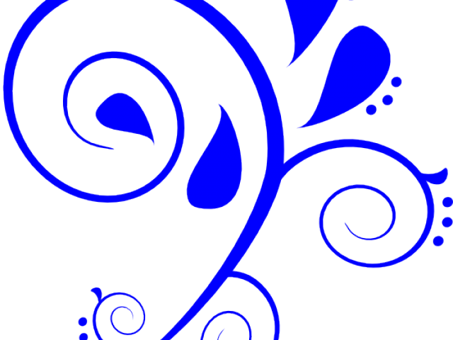 Dark Blue Clipart Swirl - Black And White Butterfly Floral Art Design - Shower (640x480), Png Download