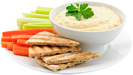 Photo Source - Wildgardenhummus - Com - Arabic Bread And Hummus (448x254), Png Download