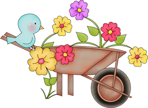 View Album On Yandex - Wheelbarrow With Flowers Clipart (500x366), Png Download