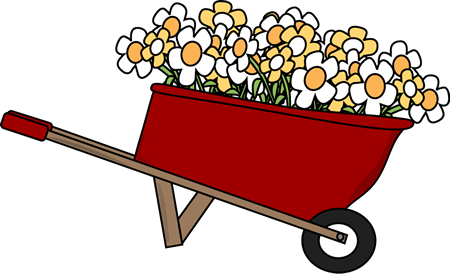 Garden Clipart Wheelbarrow - Wheelbarrow With Flowers Clipart (450x274), Png Download