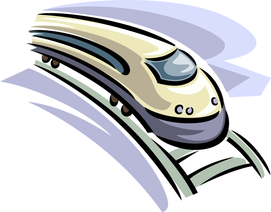Vector Illustration Of High Speed Bullet Train Rail - Rail Transport (895x700), Png Download