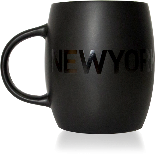 Grey Coffee Cup With Black Logo (750x750), Png Download