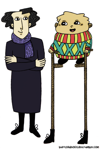 Potato John & Sherlock For \ / I Love Her Drawings - Cartoon (400x598), Png Download