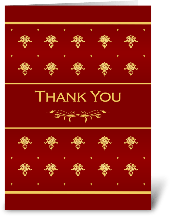 Thank You Luxury Red And Gold Damask Greeting Card - Luxury Thank You Aunt Vintage Red And Gold Colored (700x792), Png Download