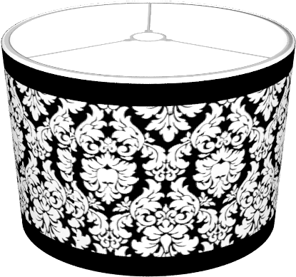 Black & White Damask With Trim Lampshade - Black And White Lamp Shades (674x516), Png Download