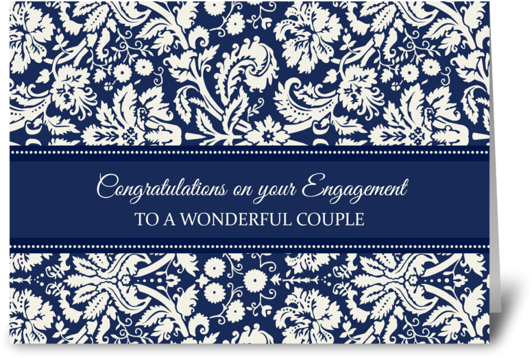 Engagement Congratulations Blue Damask Greeting Card - Wedding Congratulations To Parents Of Bride (848x698), Png Download