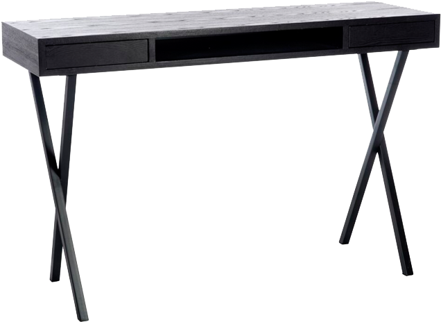Escritorio Moderno Negro - J-line Desk Modern Rectangle 2 Shelves Wood Black 20.2 (720x720), Png Download