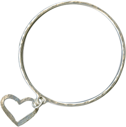 Danon Silver Bangle With Hollow Heart - Bangle (600x605), Png Download