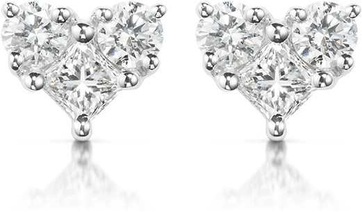 Earrings Delicate Illusion Heart Shape Diamond Stud - Pave Heart Earrings (800x785), Png Download