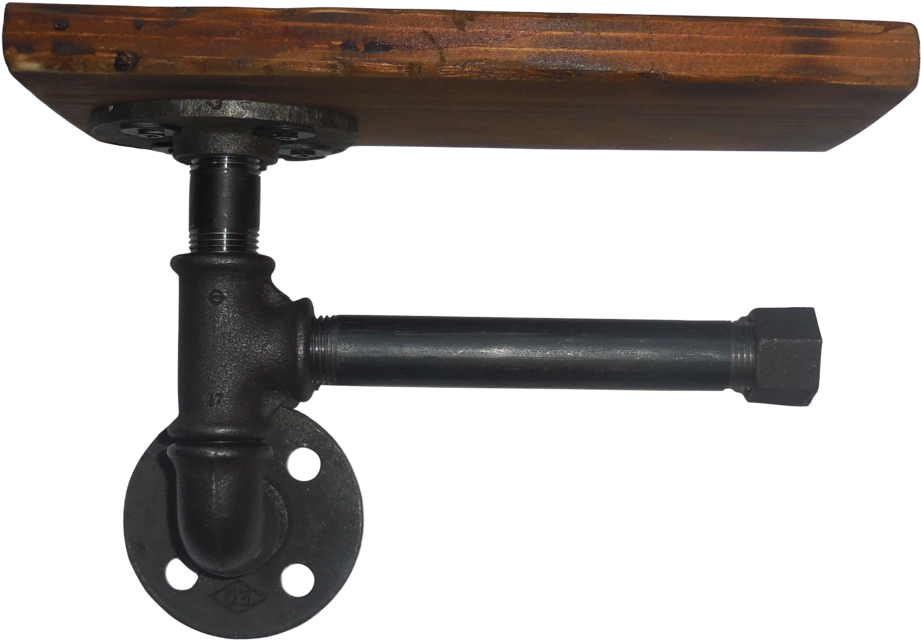Wood & Pipe Toilet Paper Holder With Shelf - Bathroom (1024x1024), Png Download