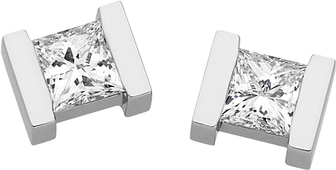 Bar Set Princess Cut Diamond Stud Earrings C903 - Princess Cut Diamond Earrings Designs (500x500), Png Download