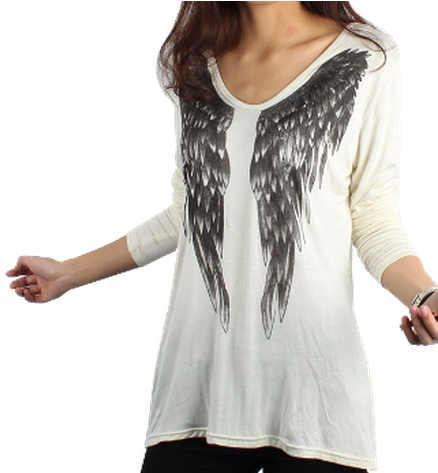 Blusa Blanca Alas Negras Pecho - Blusa Blanca Con Alas Negras (450x472), Png Download