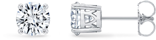 Round Cut Genuine Natural Diamond Stud Earrings (600x400), Png Download