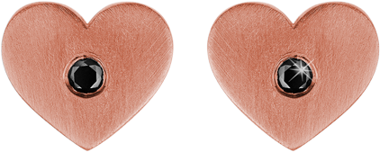 Hearts With Black Diamond Studs (500x500), Png Download