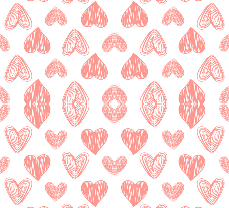 Valentine's Day Pink Hand Drawn Hearts Cute Valentines - Heart (800x724), Png Download