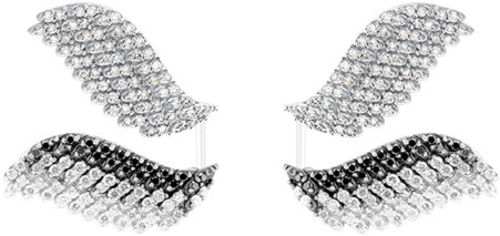 Brinco Abre Alas Mini Todo Cravado E Cisne Negro Duplo - Earring (480x480), Png Download