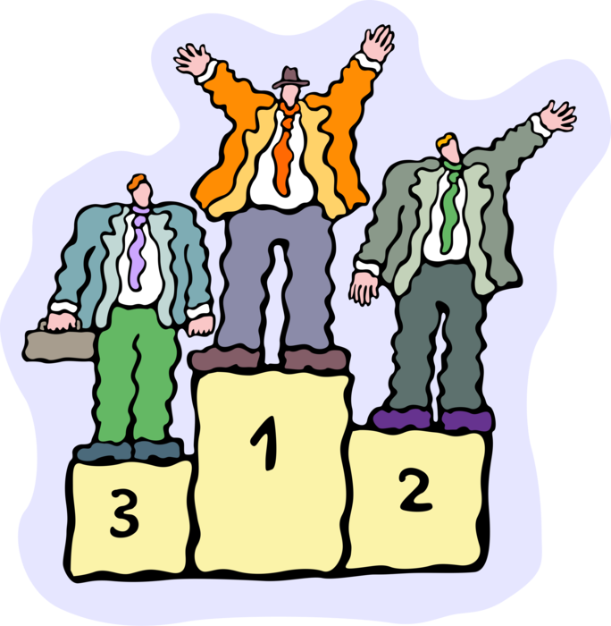 Vector Illustration Of Businessman Winner Stands On - Clip Art Reading (684x700), Png Download